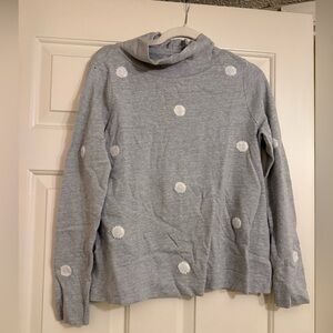 LOFT Gray and White Polka Dot Turtleneck Sweater